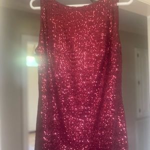 Ralph Lauren burgundy red sequin cocktail dress.